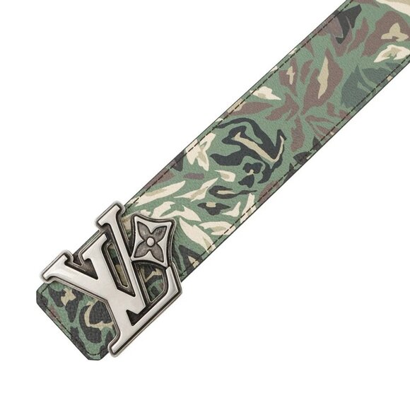 LOUIS VUITTON Belt: LV Flower Camouflage 40mm Reversible Size 35.4" PVC/Leat... - Picture 4 of 8